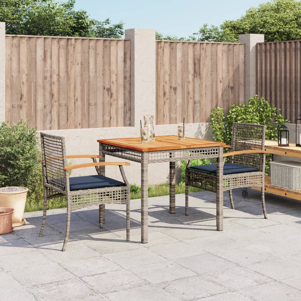 vidaXL 5 Piece Garden Dining Set with Cushions Grey Poly Rattan