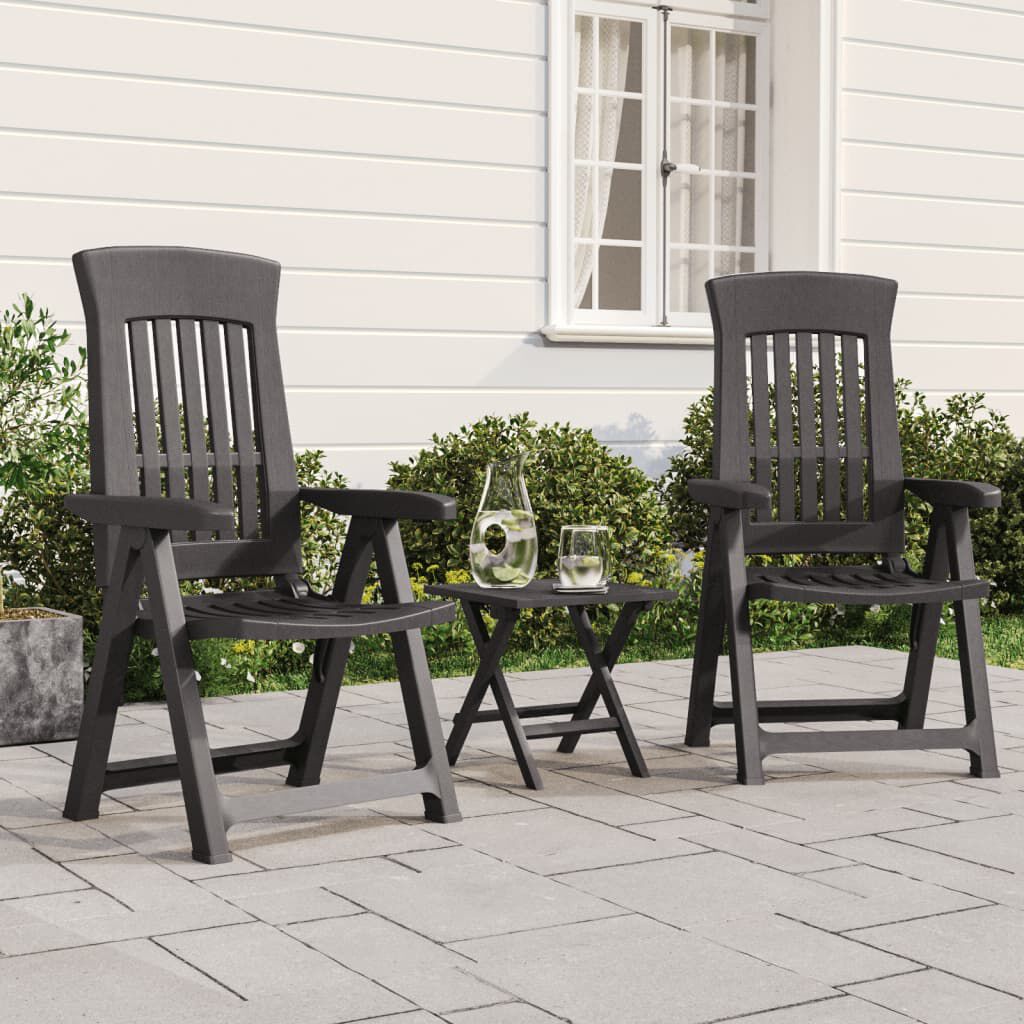 vidaXL Garden Reclining Chairs 2 pcs Anthracite PP