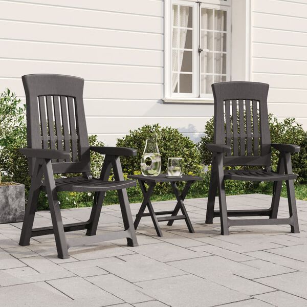 vidaXL Garden Reclining Chairs 2 pcs Anthracite PP