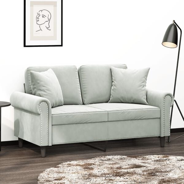 vidaXL 2-Seater Sofa with Throw Pillows Dark Grey 120 cm Velvet