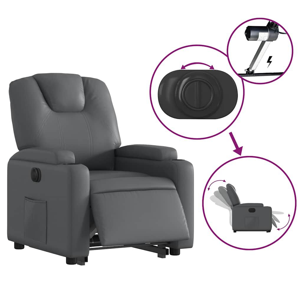 vidaXL Electric Stand up Recliner Chair Grey Faux Leather