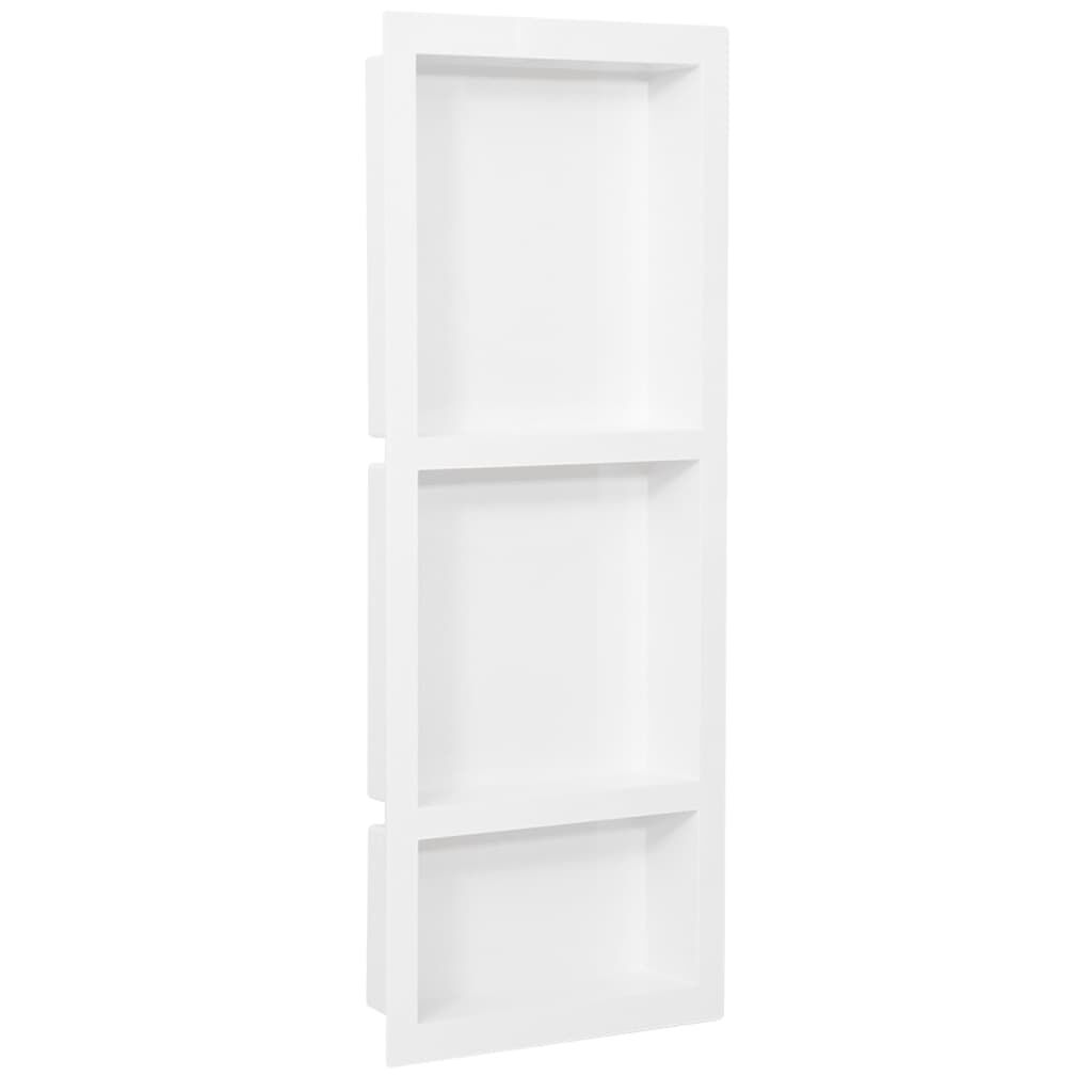 vidaXL Shower Niche with 3 Compartments High Gloss White 41x99x9 cm