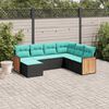 vidaXL 7 Piece Garden Sofa Set with Cushions Black Poly Rattan