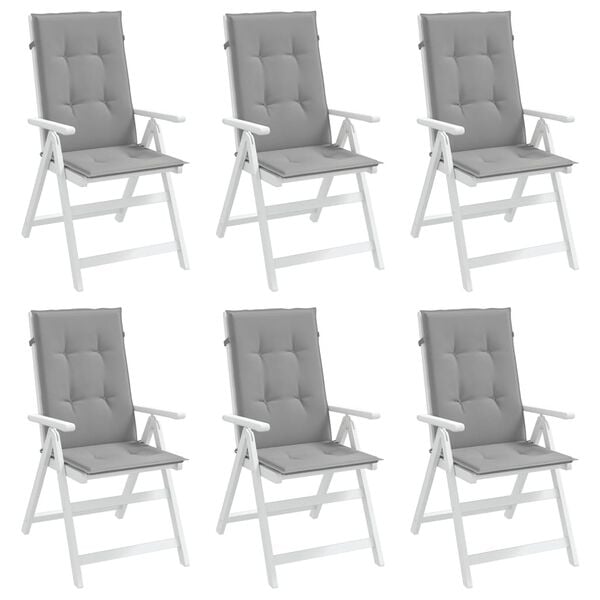 vidaXL Garden Highback Chair Cushions 6 pcs Grey 120x50x3 cm Fabric