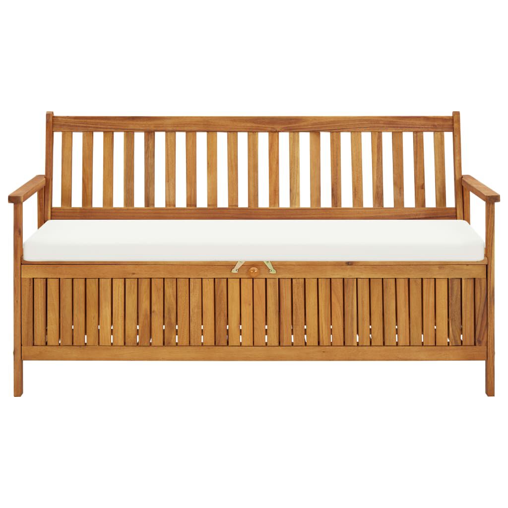 vidaXL Storage Bench with Cushion 148 cm Solid Acacia Wood