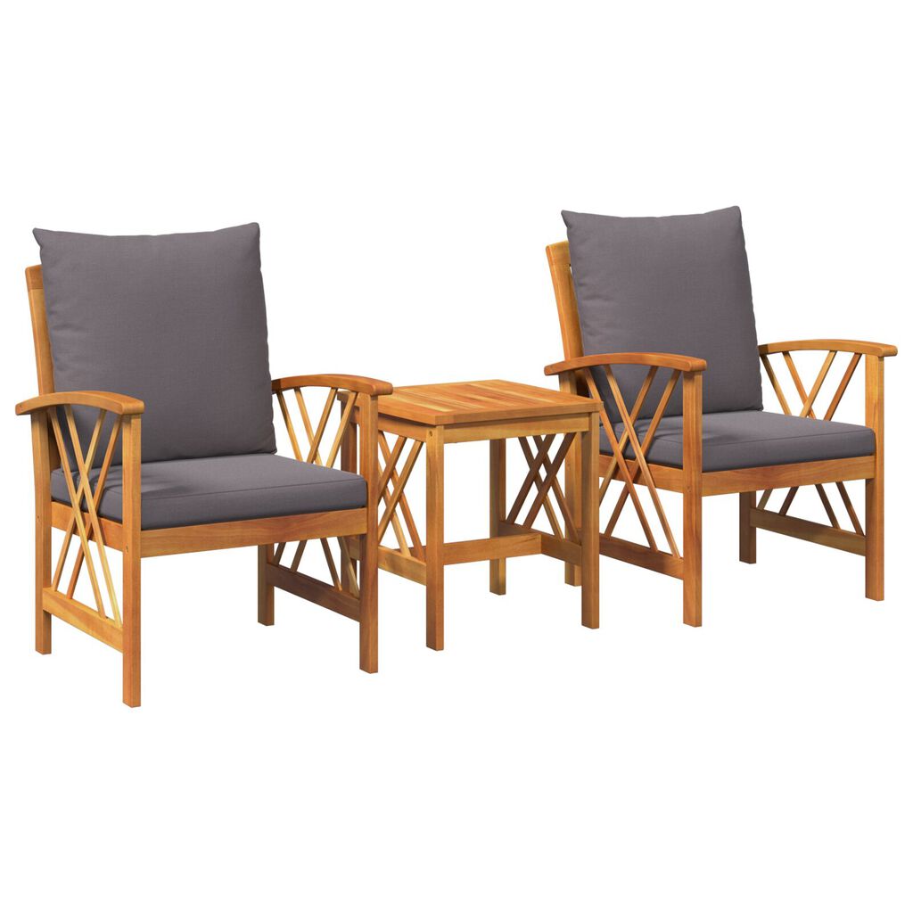 vidaXL 3 Piece Garden Lounge Set with Cushions Solid Acacia Wood
