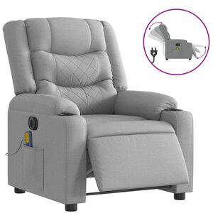 vidaXL Electric Massage Recliner Chair Light Grey Fabric