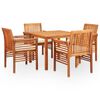 vidaXL 5 Piece Outdoor Dining Set with Cushions Solid Wood Acacia