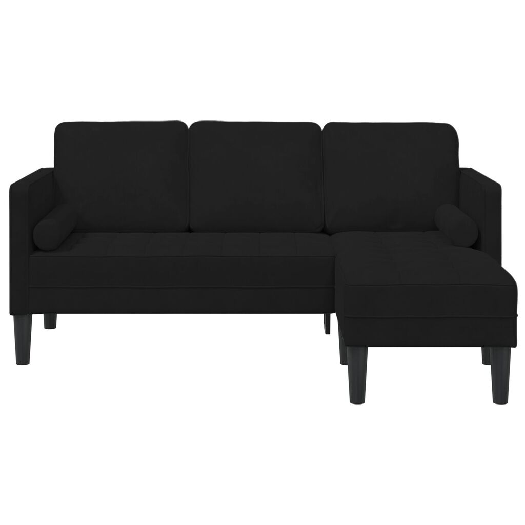 vidaXL Garden Sofa with Bench and Cushions L-Shaped Black Velvet
