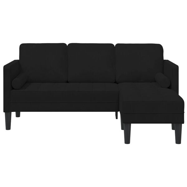 vidaXL Garden Sofa with Bench and Cushions L-Shaped Black Velvet