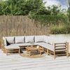 vidaXL 9 Piece Garden Lounge Set with Light Grey Cushions Bamboo