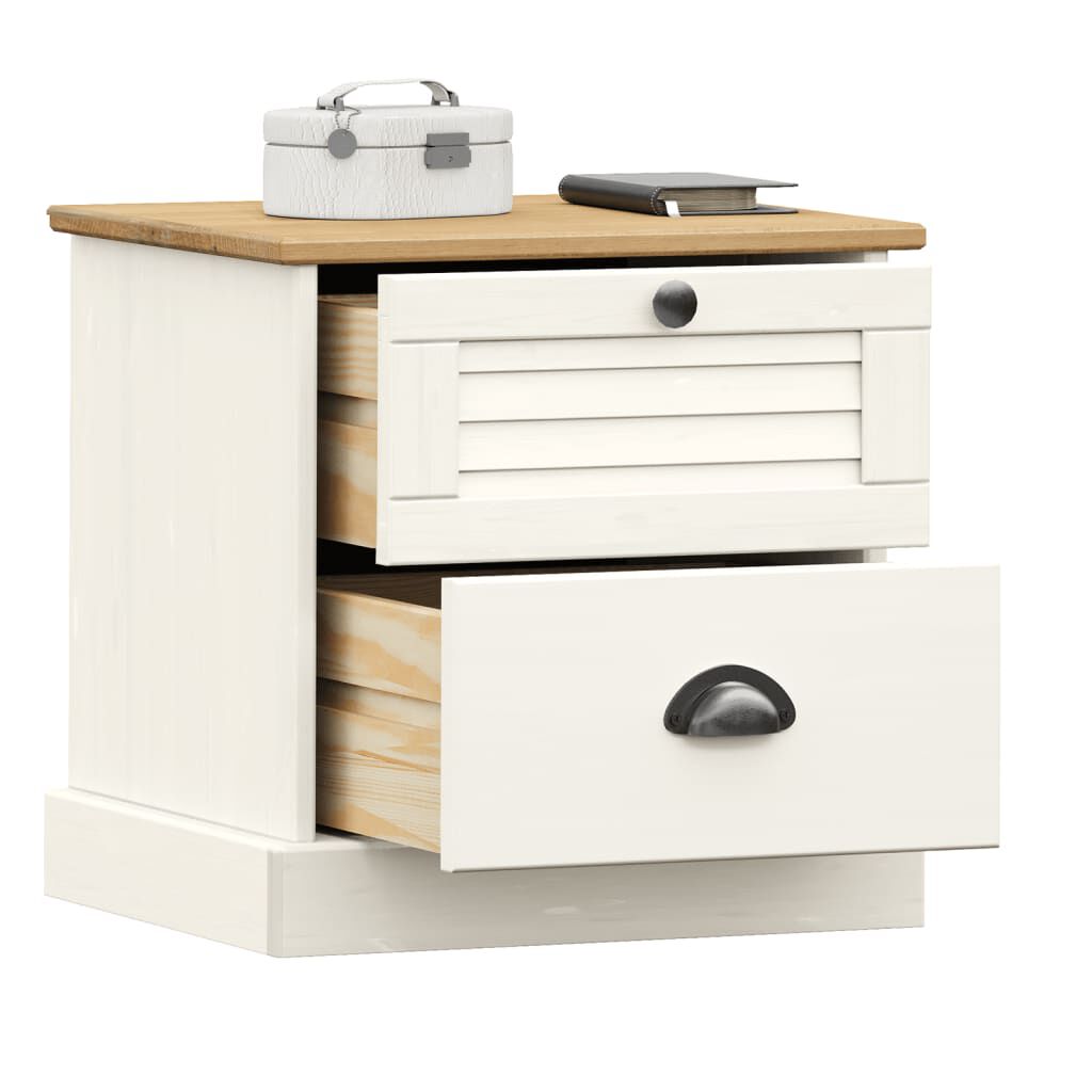 vidaXL Bedside Cabinet VIGO White 42x35x42 cm Solid Wood Pine