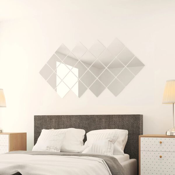 vidaXL 24 pcs Mirror Tiles Square Glass