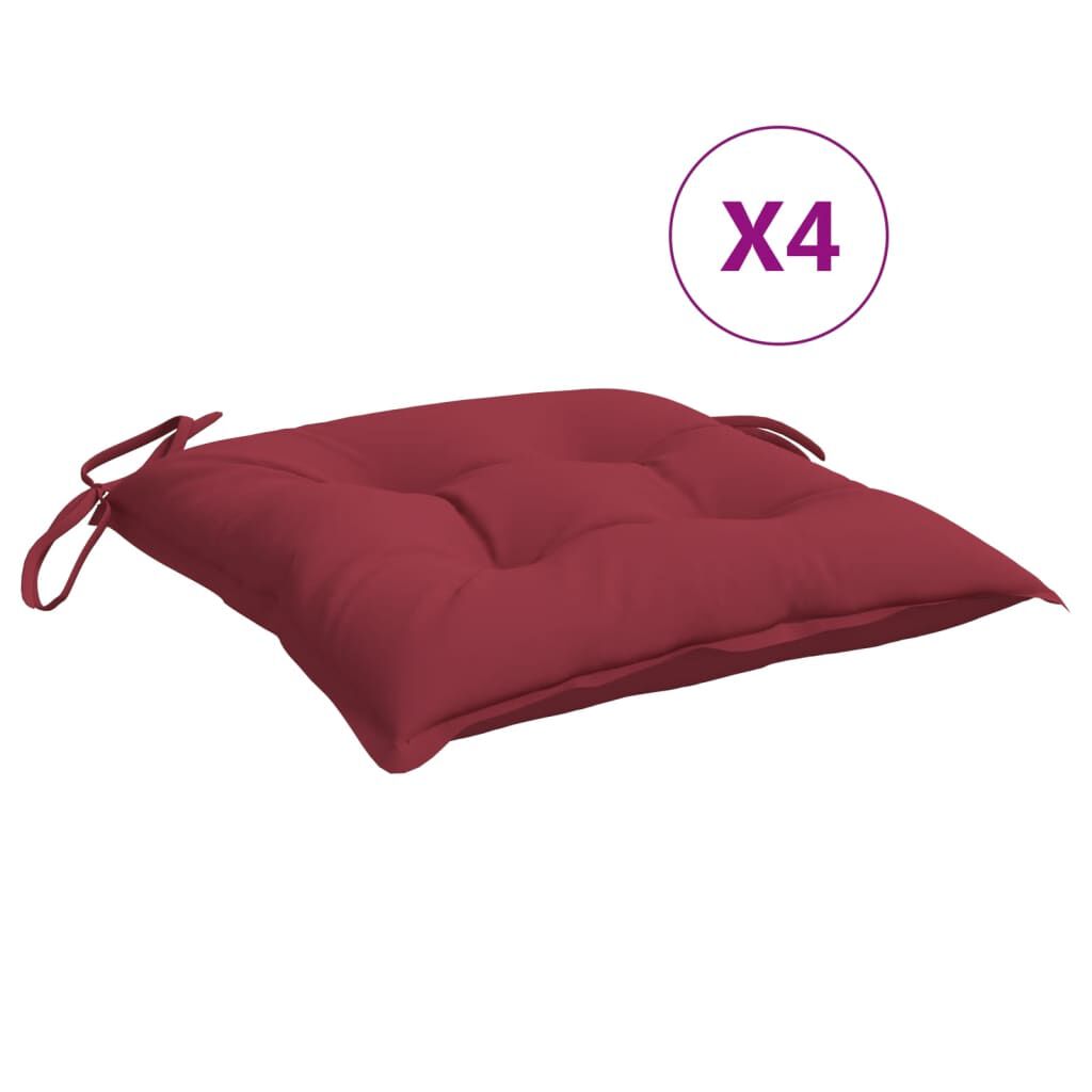 vidaXL Chair Cushions 4 pcs Wine Red 40x40x7 cm Oxford Fabric
