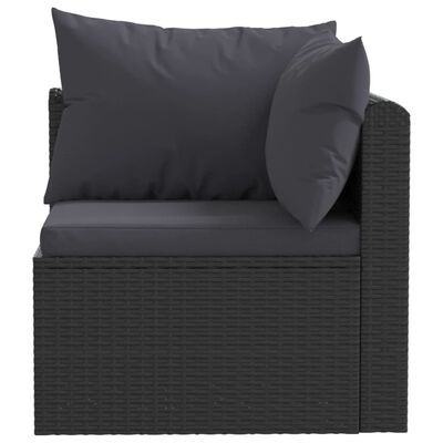 vidaXL 5 Piece Garden Lounge Set with Cushions Poly Rattan Black