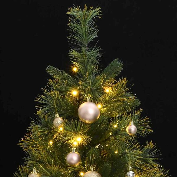 vidaXL Artificial Hinged Christmas Tree 150 LEDs & Ball Set 120 cm