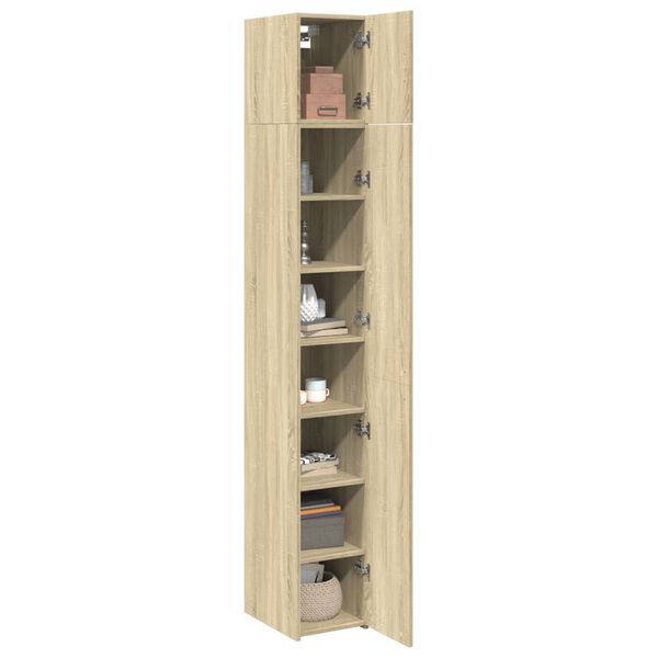 vidaXL Slim Storage Cabinet Sonoma Oak 30x42.5x225 cm Engineered Wood
