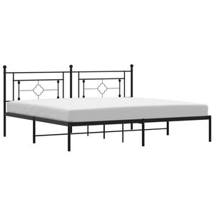 vidaXL Metal Bed Frame without Mattress with Headboard Black 193x203cm