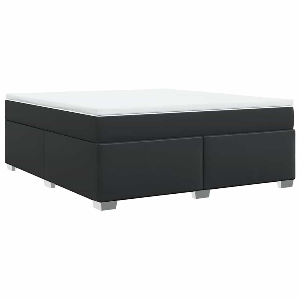 vidaXL Box Spring Bed with Mattress Black King Faux Leather