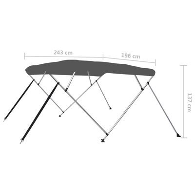 vidaXL 4 Bow Bimini Top Anthracite 243x196x137 cm