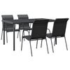 vidaXL 5 Piece Garden Dining Set Black Steel and Textilene