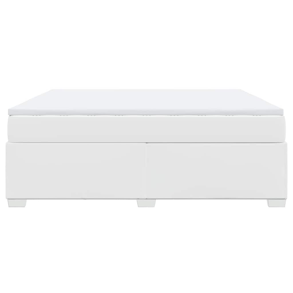 vidaXL Box Spring Bed with Mattress White California King Faux Leather