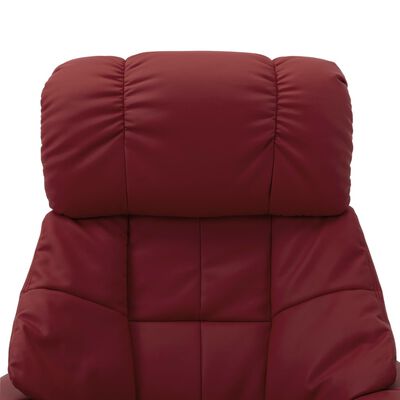 vidaXL Massage Reclining Chair Wine Red Faux Leather and Bentwood