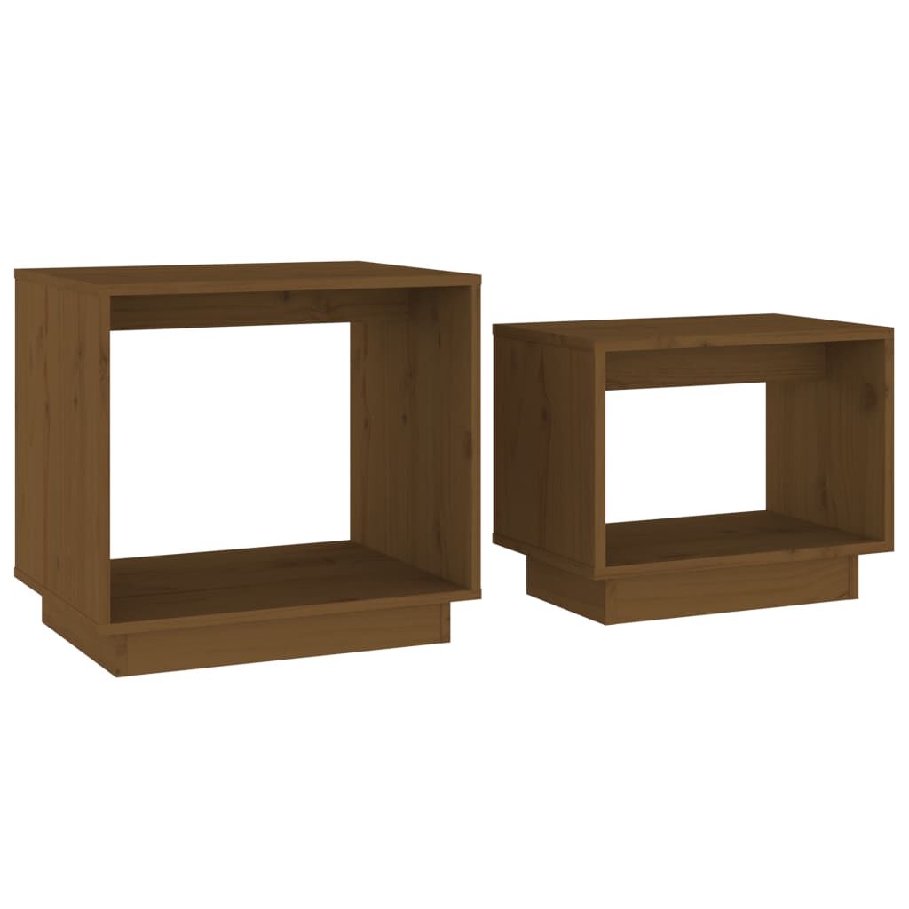 vidaXL Nesting Coffee Tables 2 pcs Honey Brown Solid Wood Pine