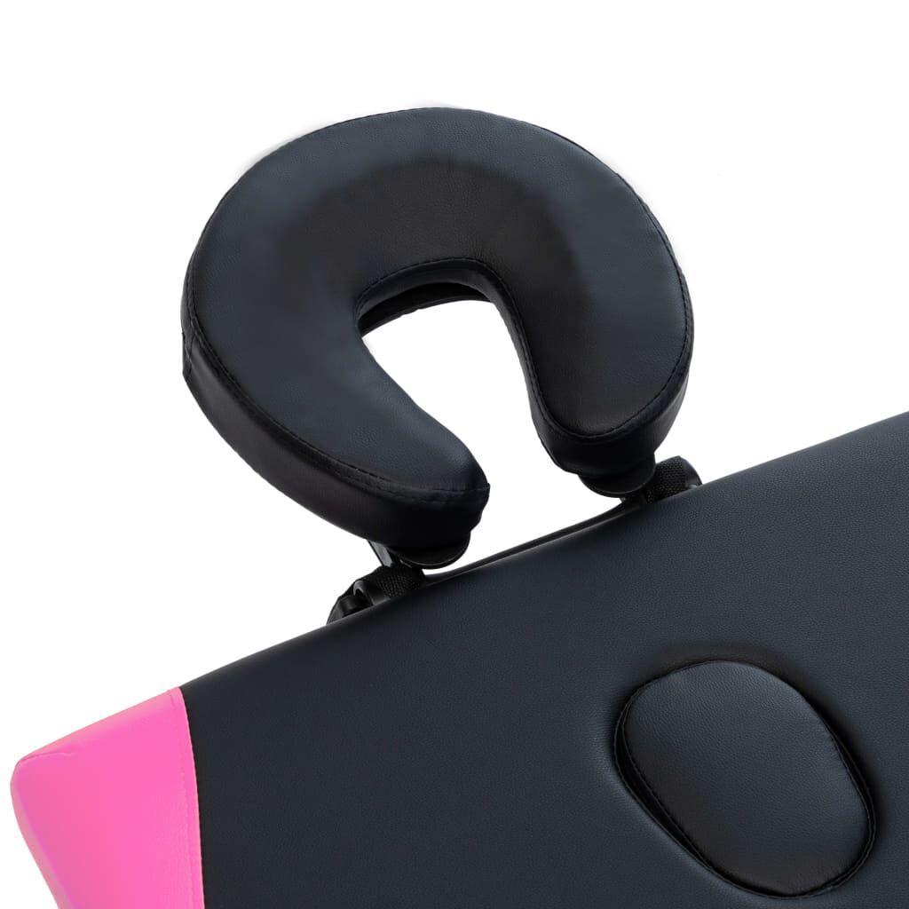 vidaXL 2-Zone Foldable Massage Table Aluminium Black and Pink