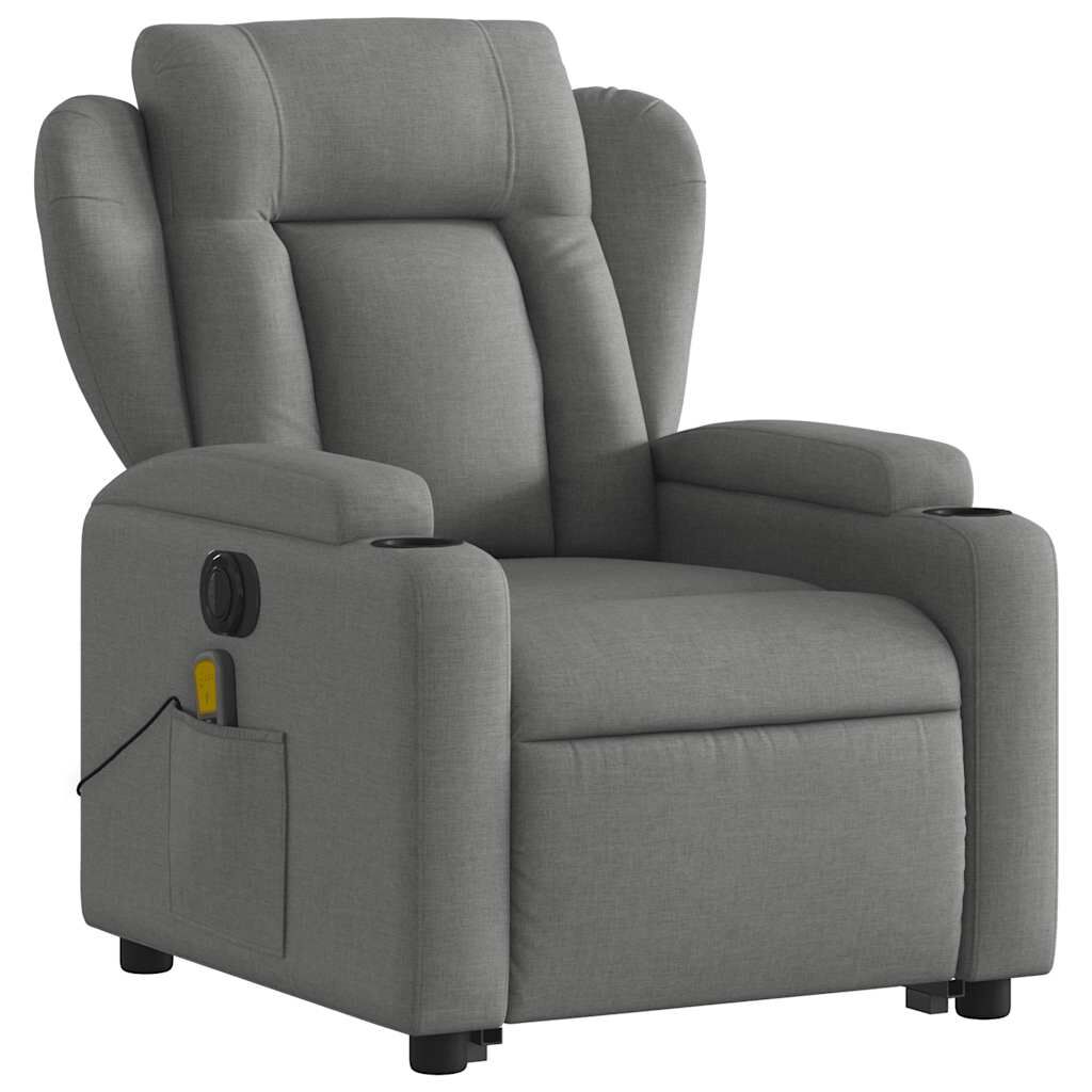 vidaXL Electric Stand up Massage Recliner Chair Dark Grey Fabric