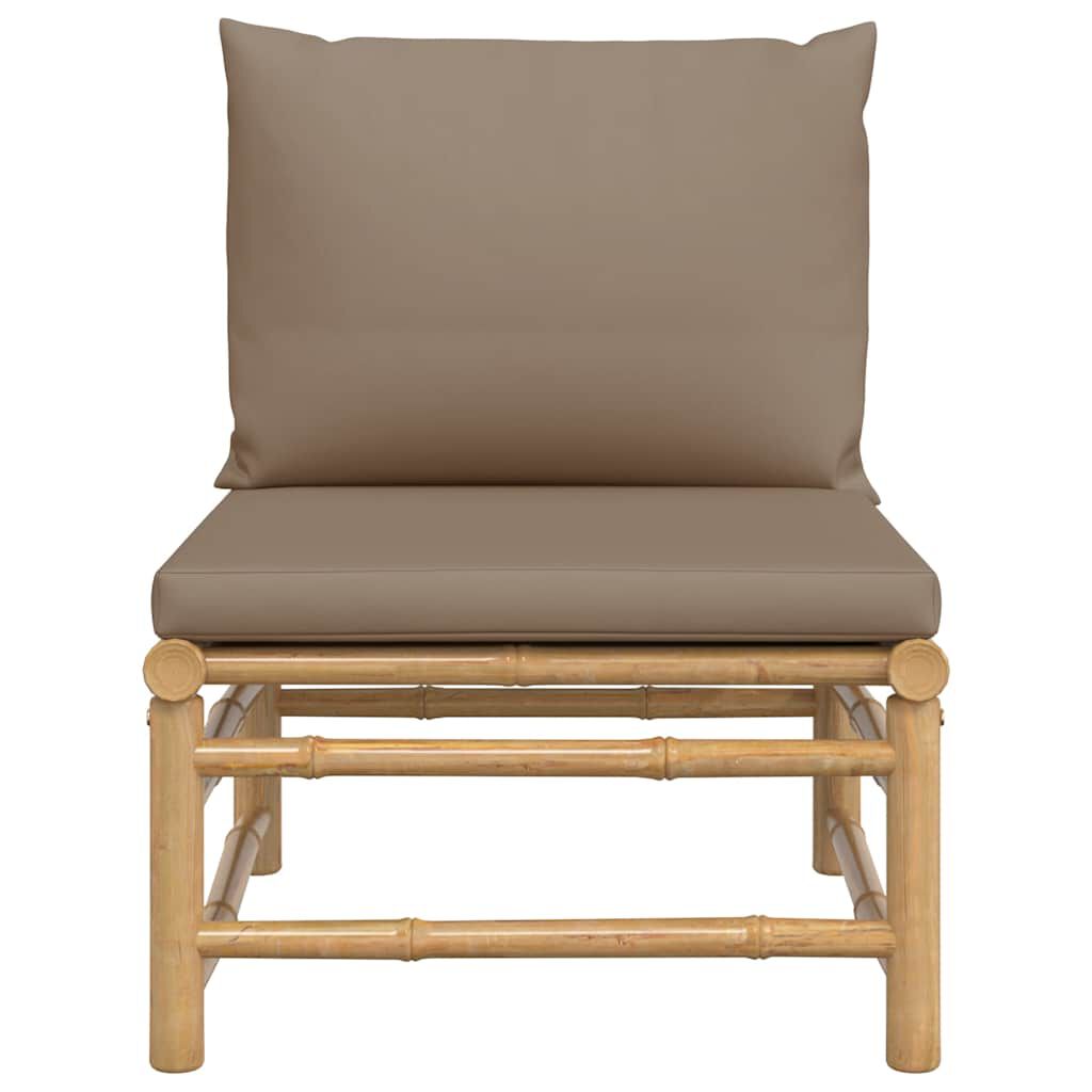 vidaXL Garden Middle Sofa with Taupe Cushions Bamboo