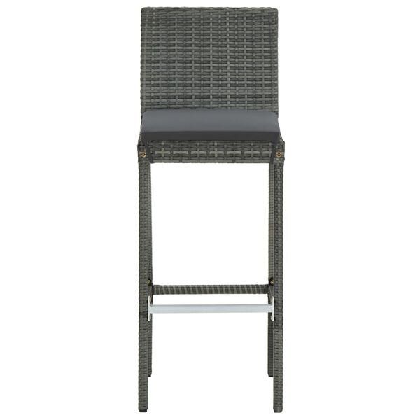vidaXL Bar Stools with Cushions 6 pcs Grey Poly Rattan
