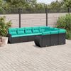 vidaXL 10 Piece Garden Sofa Set with Cushions Black Poly Rattan