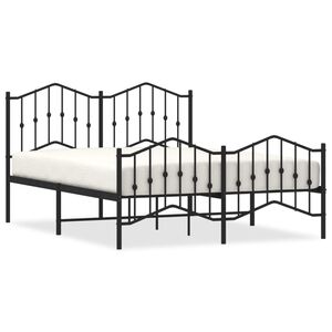 vidaXL Metal Bed Frame without Mattress with Footboard Black 150x200cm