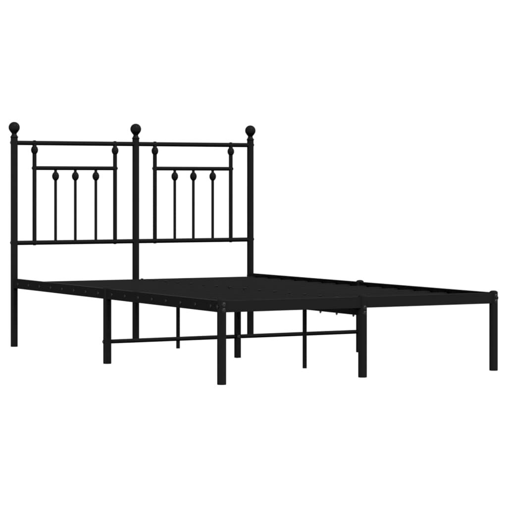 vidaXL Metal Bed Frame without Mattress with Headboard Black 135x190cm