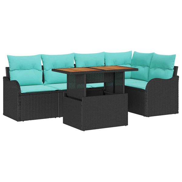 vidaXL Garden Sofa Set Manual 6 pcs Black and blue 100 x 55 x 73 cm