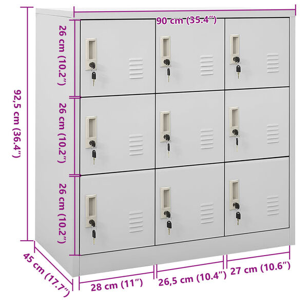vidaXL Locker Cabinet Light Grey 90x45x92.5 cm Steel