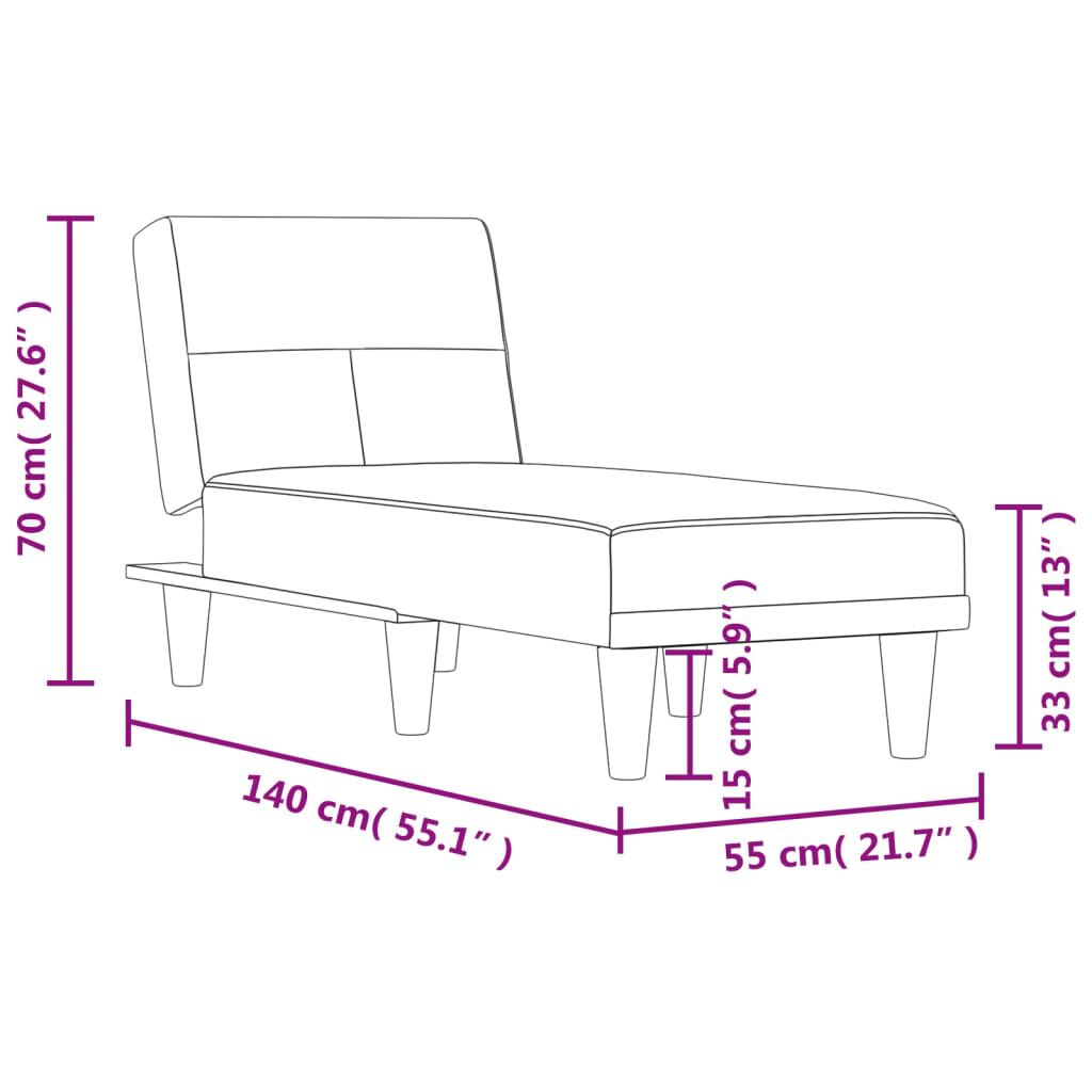 vidaXL Chaise Longue Dark Grey Fabric