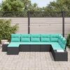 vidaXL Garden Sofa Set with Cushion 8 pcs Black Poly Rattan