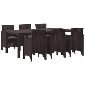 vidaXL Garden Dining Set 7 pcs Brown Polypropylene