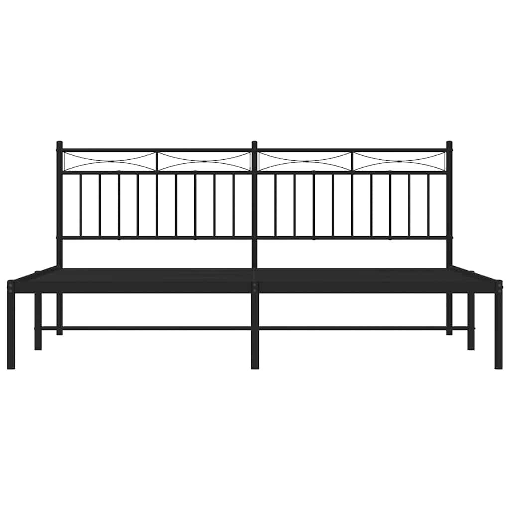 vidaXL Metal Bed Frame without Mattress with Headboard Black 183x213cm
