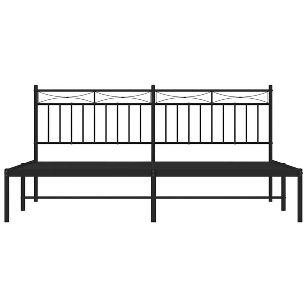 vidaXL Metal Bed Frame without Mattress with Headboard Black 183x213cm