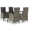 vidaXL 5 Piece Garden Dining Set with Cushions Black and Grey Poly Rattan