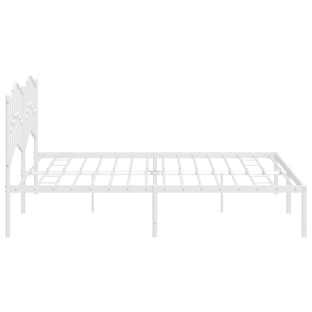 vidaXL Metal Bed Frame without Mattress with Headboard White 193x203cm