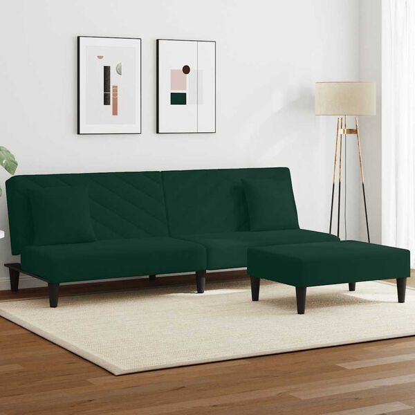 vidaXL 2 Piece Sofa Set with Pillows Dark Green Velvet