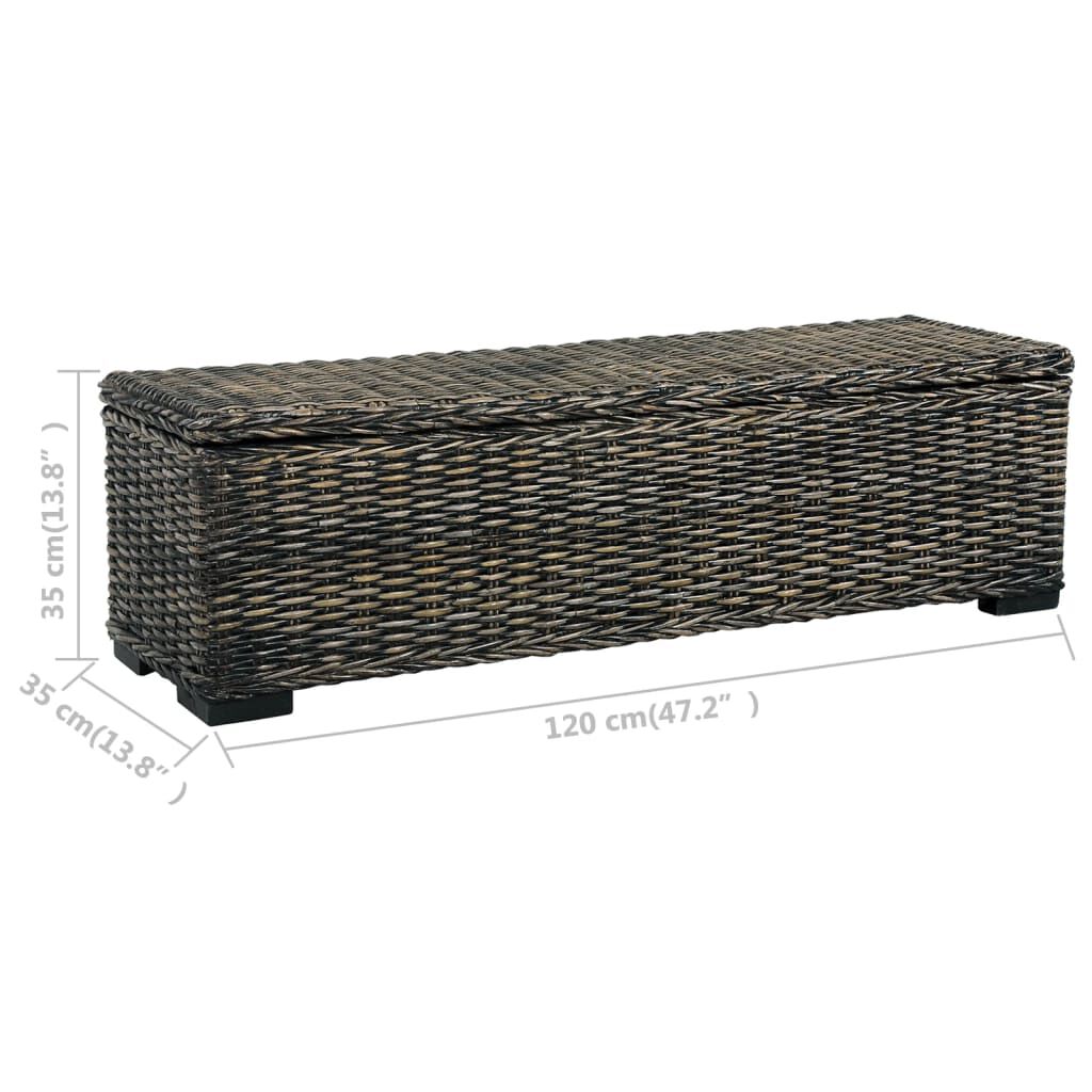 vidaXL Storage Box 120 cm Black Kubu Rattan and Solid Mango Wood