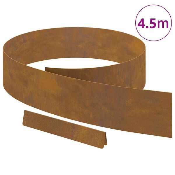 vidaXL Lawn Edging Rusty 450 x 0.05 x 15 cm Weathering Steel