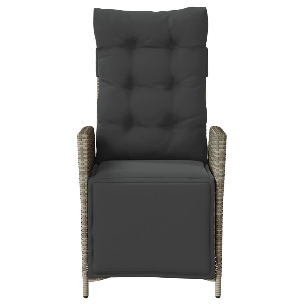 vidaXL Reclining Garden Chair with Footrest Grey Poly Rattan