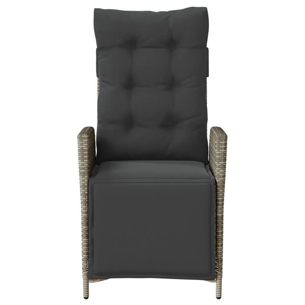 vidaXL Reclining Garden Chair with Footrest Grey Poly Rattan