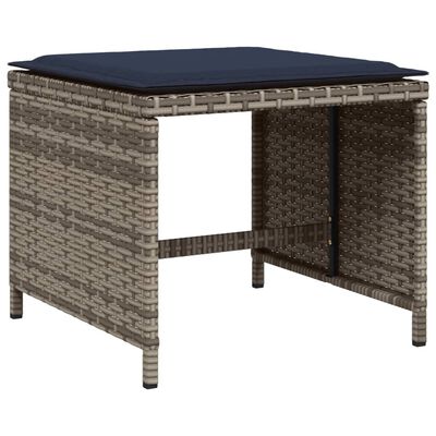 vidaXL 11 Piece Garden Dining Set with Cushions Grey Poly Rattan